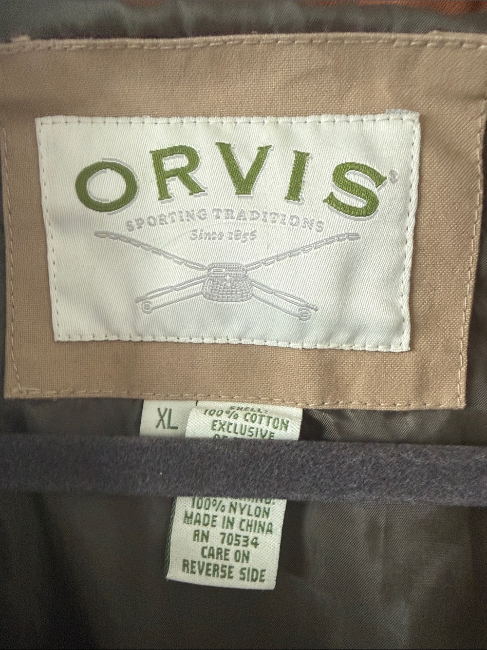 Orvis Tan Canvas Field Jacket with Brown Leather Collar - Picture 2 of 4